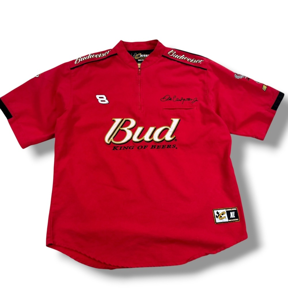 Vintage Dale Earnhardt Jr T-Shirt Bud King Beers Chase Authentics Men's‎ XL Red
